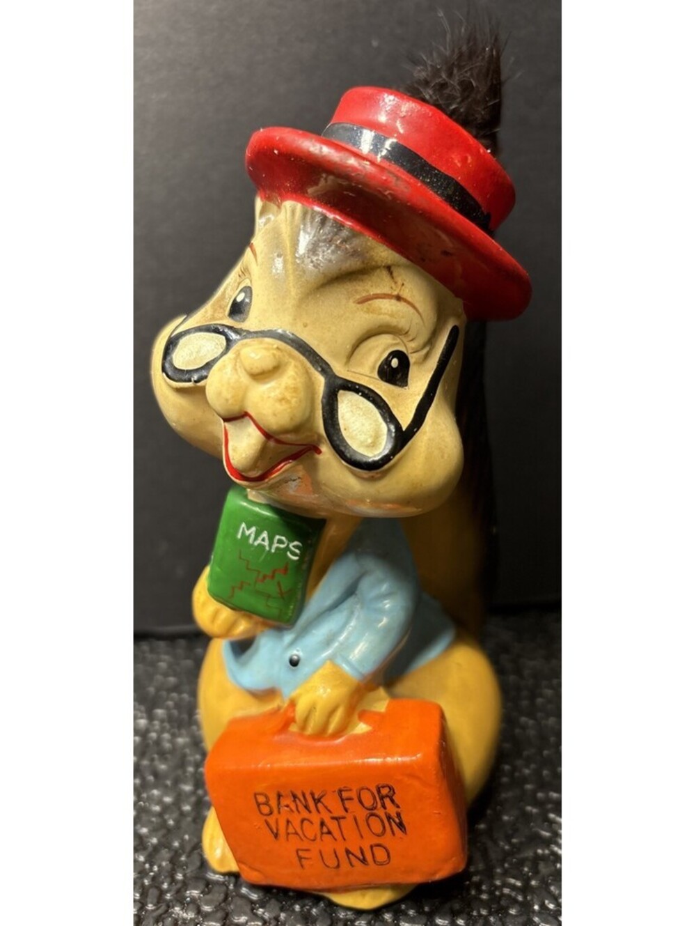 Vintage MCM 1950’s Ceramic Squirrel Vacation Fund Bank Hand Painted Japan